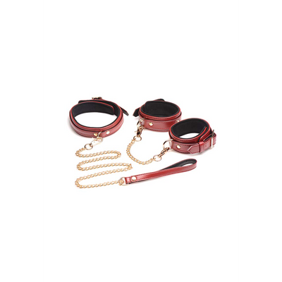 6-delige bordeaux bondage set met cuffs
