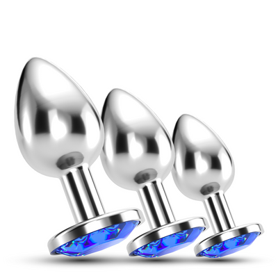 Bijou - Trío de Entrenamiento Anal - 3 Tapones Joyas - Azul