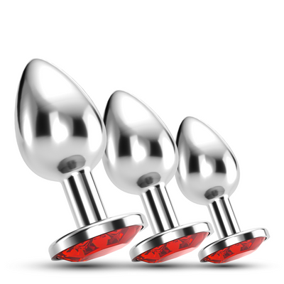 Bijou - Trío de Entrenamiento Anal - 3 Tapones Joyas - Rojo