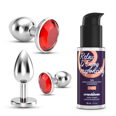 Bijou - Trío de Tapones Joyas Húmedos - 3 Tapones Joyas - Rojo