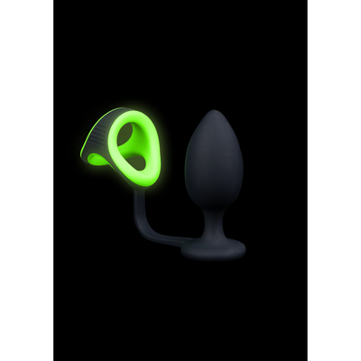 Butt Plug with Cockring  Ball Strap - Glow in the Dark