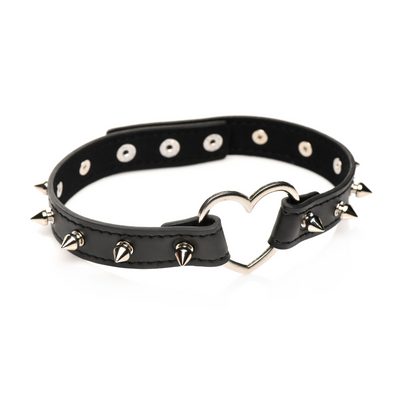Collar de corazón con picos - Negro