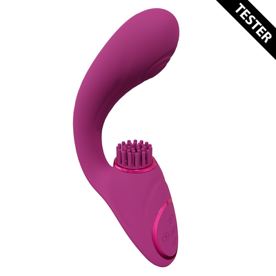 Gen - Drievoudige Motor G-Spot Vibrator met Pulse Wave en Vibrerende Borstels - Roze - Tester