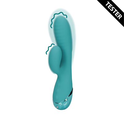 Opblaasbare Konijn Vibrator - Pauw Blauw - Tester