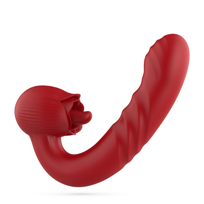 Osiria - Vibrador Rosa con Movimiento de Empuje y Lengüetazo - Rojo
