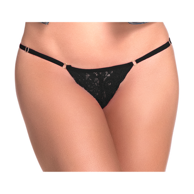 Panty de Encaje con Abertura - S/M - Negro
