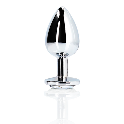 Ronde Edelsteen Anale Plug - Klein - Zilver/Diamant