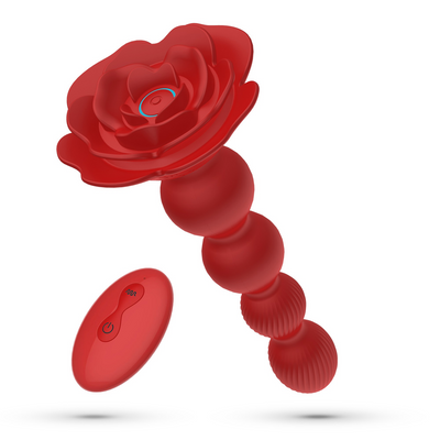 Rosaline - Plug Anal Rosa Rotatorio con Control Remoto - Rojo