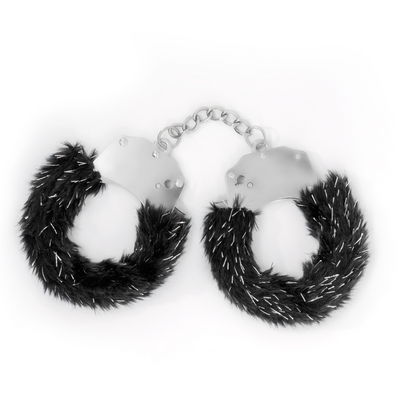 Spangle - Esposas de metal con peluche - Negro