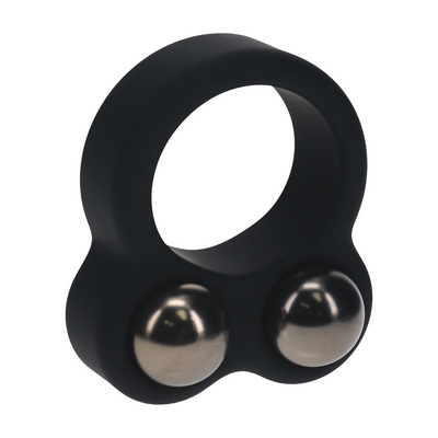 Anillo de pene doble pesado de silicona líquida - Negro