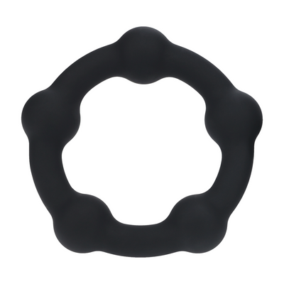 Anillo de silicona con cuentas - L - 45mm - Negro