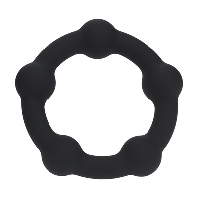 Anillo de silicona con cuentas - S - 30mm - Negro