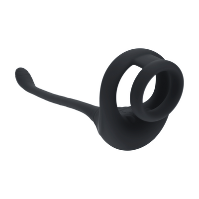 Anillo de silicona con doble motor y estimulador de próstata - Negro