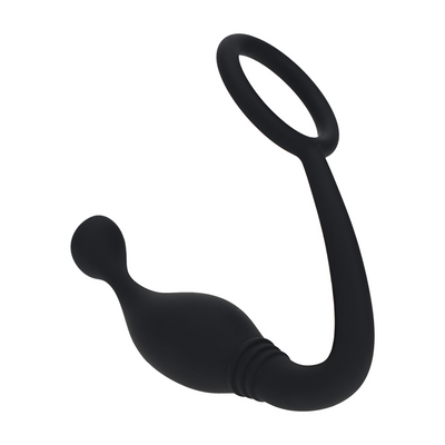 Anillo de silicona con estimulador de próstata - L - Negro