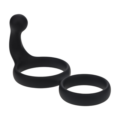 Anillo doble de silicona con estimulador anal - Negro