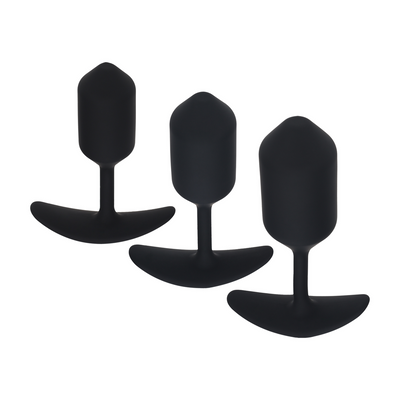 Conjunto de 3 Tapones Anales de Silicona con Peso - Negro