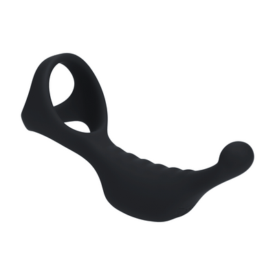 Estimulador prostático de silicona vibrante con anillo Tri O - Negro