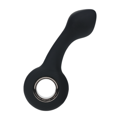 Masajeador de Próstata de Silicona con Bucle y Vibración - Negro