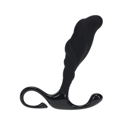 Masajeador de próstata de silicona con bucle duro en relieve - M - Negro
