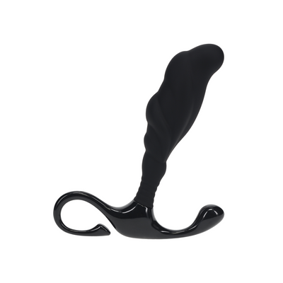 Masajeador prostático de silicona con bucle duro ondulado - S - Negro