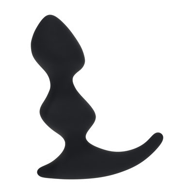 Masajeador prostático de silicona con doble ondulación completo - Negro