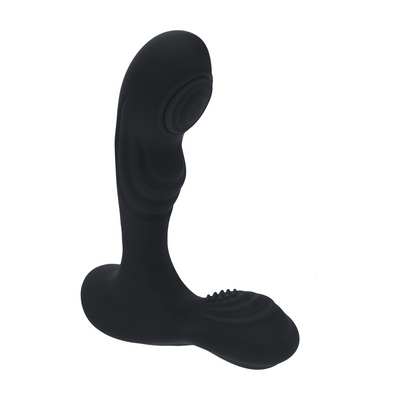 Masajeador prostático de silicona vibrante y de golpeteo con estimulador de bolas - Negro