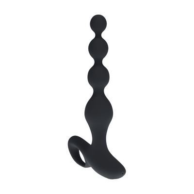 Plug Anal de Silicona Vibrante con Perlas y Control Remoto - Negro