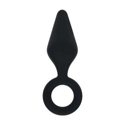 Plug Anal de Silicona con Asa - L - Negro