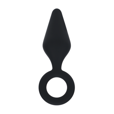 Plug Anal de Silicona con Asa - M - Negro