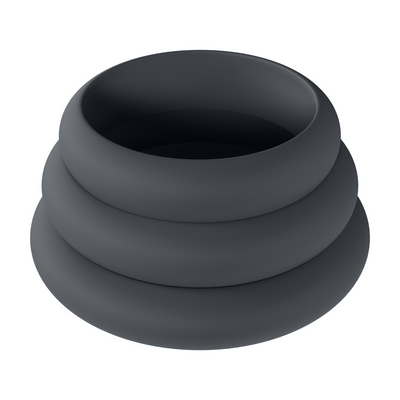 Set de 3 anillos de silicona Wide O - S/M/L - Negro