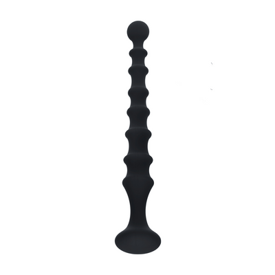 Sonda Anal Acampanada de Silicona Estriada - Negra