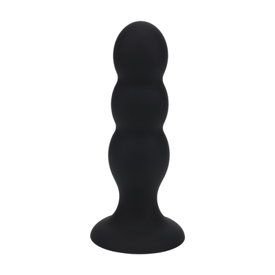 Tri Rattle Plug Anal de Silicona Líquida - L - Negro